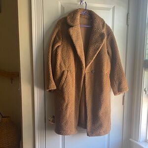 Warm! Teddy Brown Fleece Long Jacket